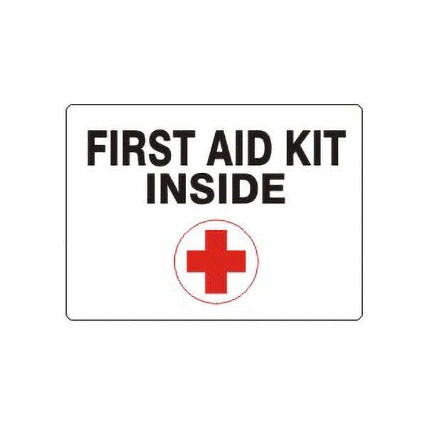 First Aid Kit Inside With Picto Of Red Cross Symbol sign, Adhesive Vinyl, 7X10