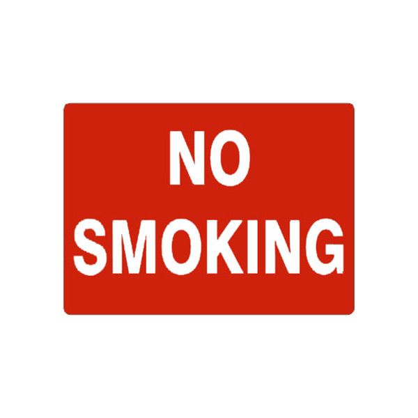No Smoking White On Red sign, Adhesive Vinyl, 10X14