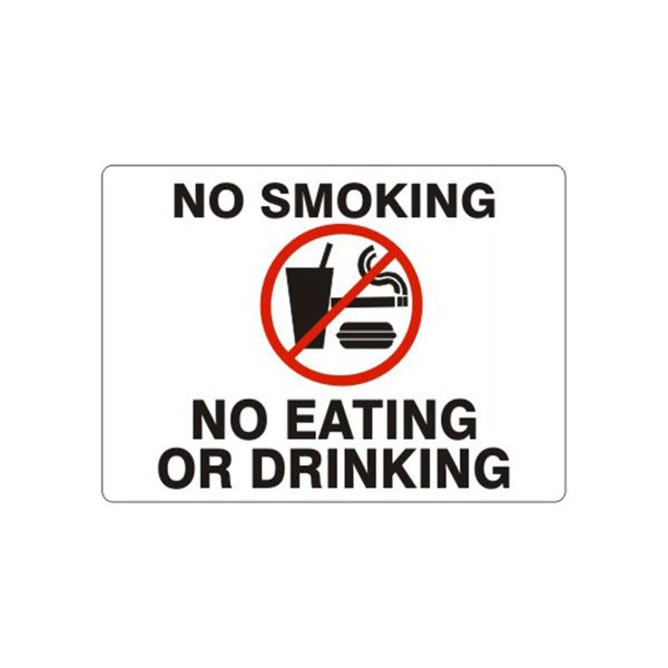 No Smoking Pictorial No Eating Or Drinking sign, Aluminum (.040), 14X20