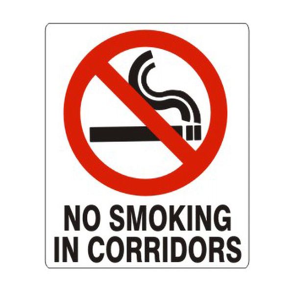 No Smoking In Corridors With Smoking Picto, Plastic (.040), 14X20