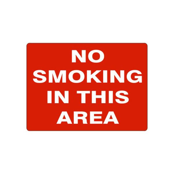 No Smoking In This Area sign, Adhesive Vinyl, 7X10