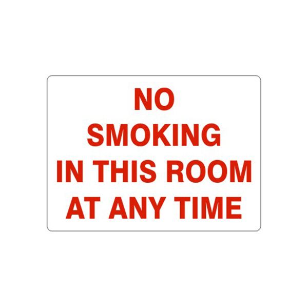 No Smoking In This Room At Any Time, Plastic (.040), 10X14