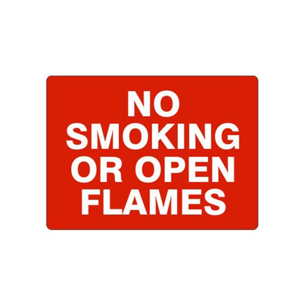 No Smoking Or Open Flames, Plastic (.040), 7X10