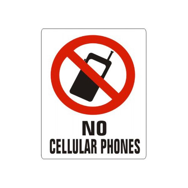 No Cellular Phones With  Picto sign, Aluminum (.040), 7X10