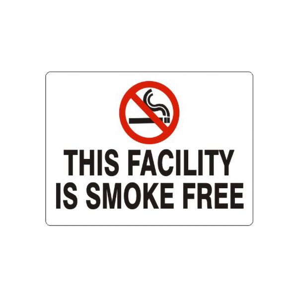 This Facility Is Smoke Free With Picto Of Cigarette In sign, Aluminum (.040), 7X10