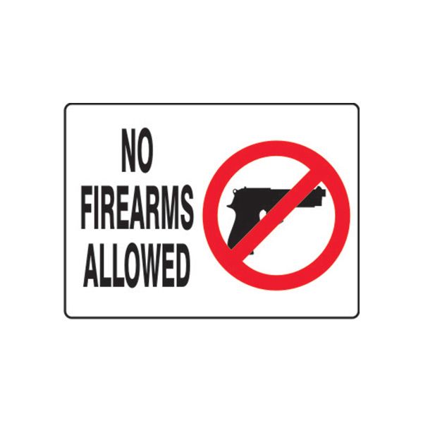 No Firearms Allowed With Picto Of Handgun Within Red Circle, Plastic (.040), 7X10