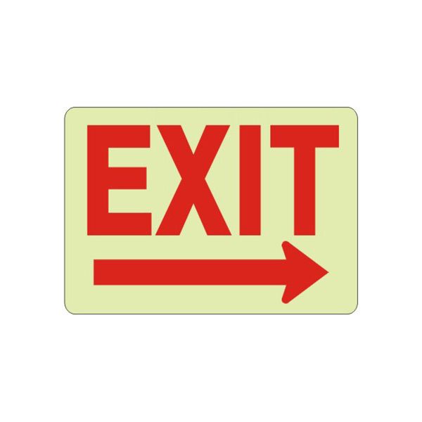 Exit Right Arrow Glow, Glow Self-Adhesive, 7X10