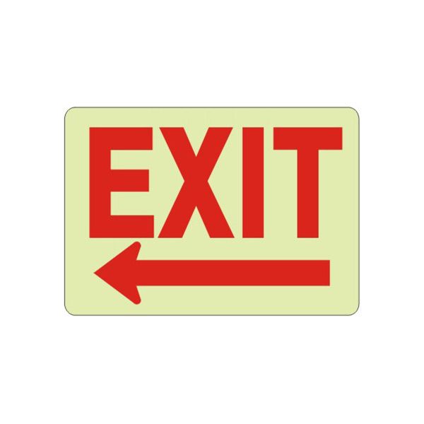 Exit Left Arrow Glow, Glow Self-Adhesive, 7X10