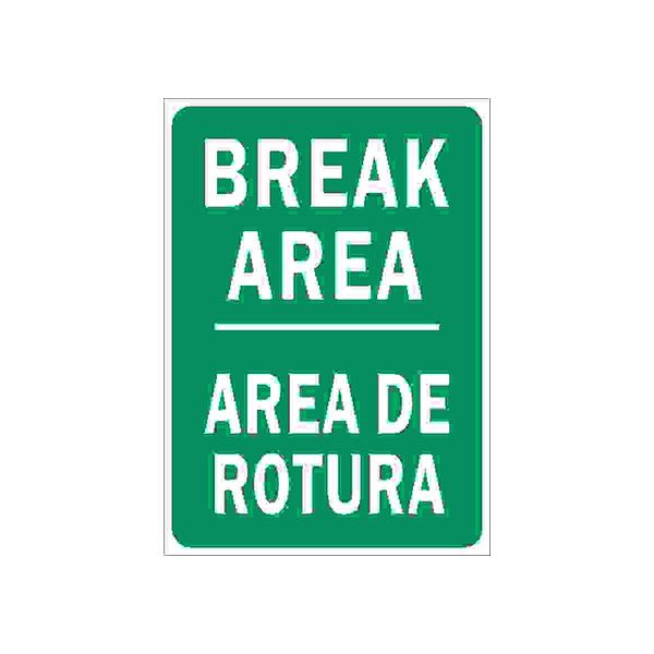 Break Area Bilingual sign, Adhesive Vinyl, 20X14