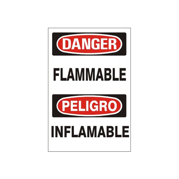 Flammable Peligro Inflamable - Danger Sign sign, Adhesive Vinyl, 20X14