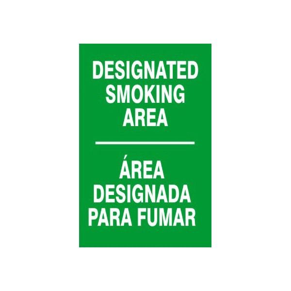 Designated Smoking Area  Área Designada Para Fumar, Plastic (.040), 14X20