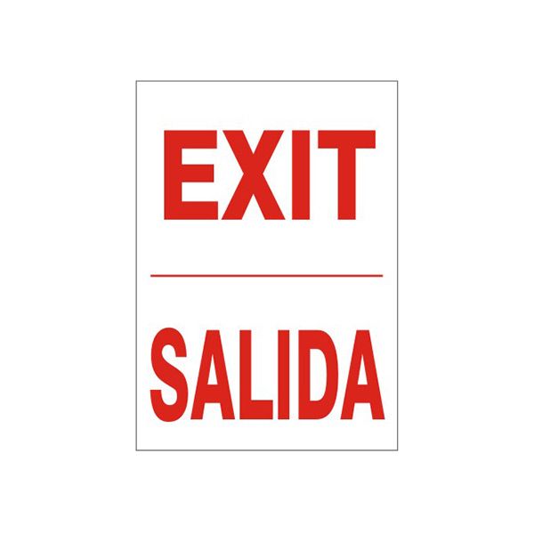 Exit Salida-Red On White, Plastic (.040), 14X10