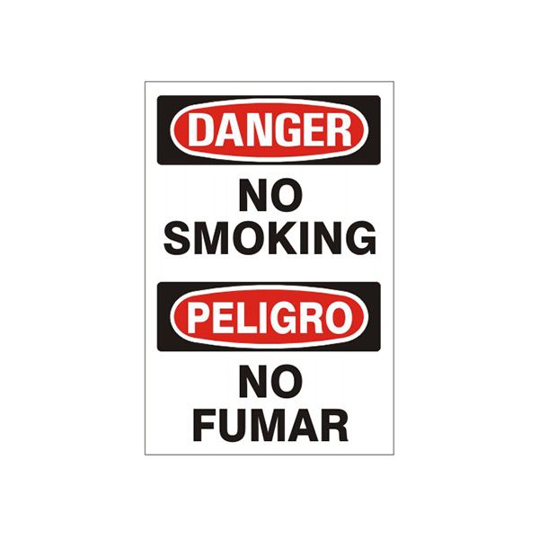 Danger: No Smoking Peligro No Fumar sign, Plastic (.040), 20X14