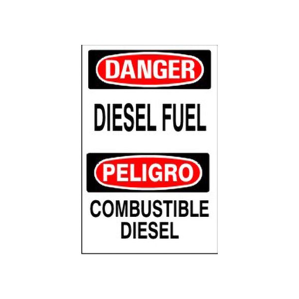 Danger: Diesel Fuel Peligro Combustible Diesel sign, Plastic (.040), 14X20