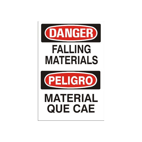 Falling Materials Peligro Material Que Cae - Danger Sign sign, Adhesive Vinyl, 14X10