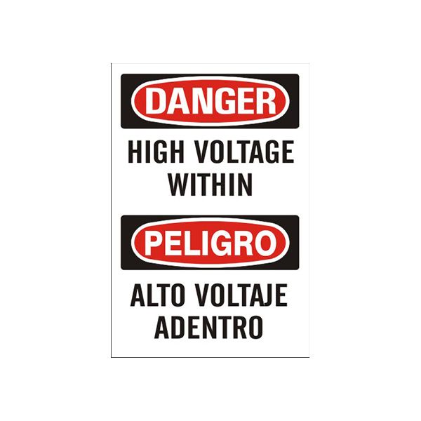 High Voltage Within Peligro Alto Voltaje Adentro - Danger Sign sign, Adhesive Vinyl, 14X10