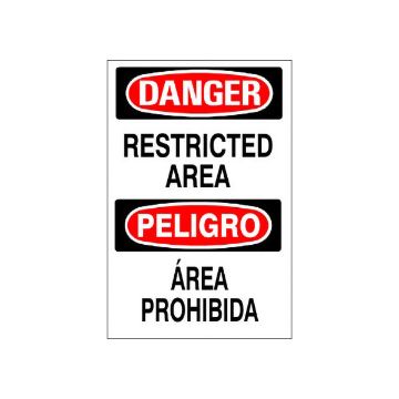 Restricted Area Peligro Área Prohibida - Danger Sign sign - M-073444 Restricted Area Peligro Área Prohibida - Danger Sign sign, Adhesive Vinyl, 14X20