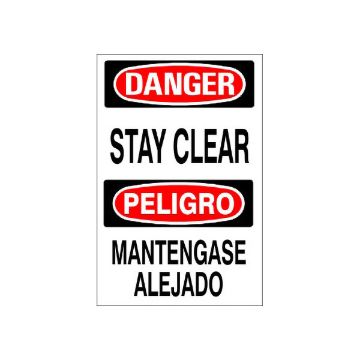 Stay Clear Peligro Mantengase Alejado - Danger Sign sign - M-073544 Stay Clear Peligro Mantengase Alejado - Danger Sign sign, Adhesive Vinyl, 20X14