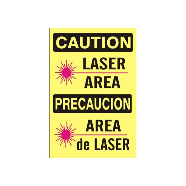 Caution: Laser Area Precaucion Area De Laser sign, Plastic (.040), 14X10