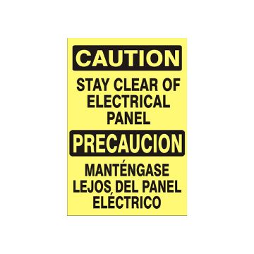 Stay Clear Of Electrical Panel Precaucion Manténgase Lejos Del Panel - Caution Sign sign - M-074734 Stay Clear Of Electrical Panel Precaucion Manténgase Lejos Del Panel - Caution Sign sign, Adhesive Vinyl, 14X10