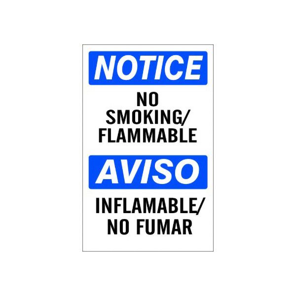 No Smoking/Flammable Aviso Inflamable/No Fumar - Notice Sign sign, Adhesive Vinyl, 14X10