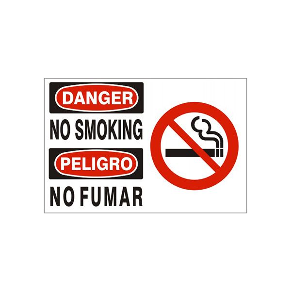 No Smoking Peligro No Fumar With  Smoking Picto - Danger Sign sign, Adhesive Vinyl, 14X20