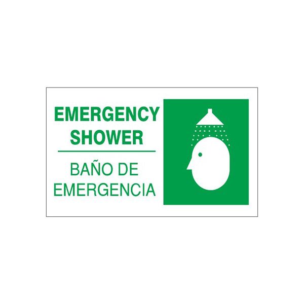 Emergency Shower Bano De Emergencia With Shower Picto, Plastic (.040), 10X14