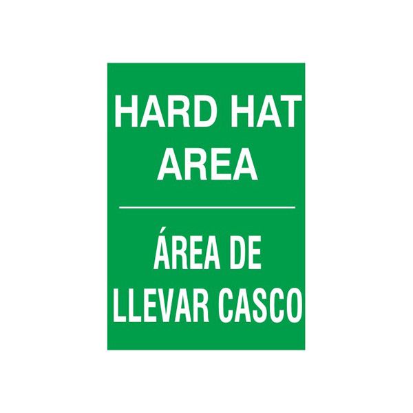 Hard Hat Area  Area De Llevar Casco sign, Adhesive Vinyl, 14X10