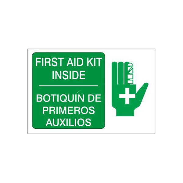 First Aid Kit Inside  --  Botiquin De Primeros Auxilios With  Hand, Plastic (.040), 14X20