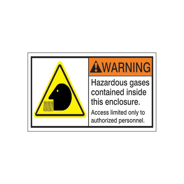 ANSI Header Hazrdous Gases Contained Inside This Enclosure. Access Limited only to authorized personnel. , Adhesive Vinyl, 3X5