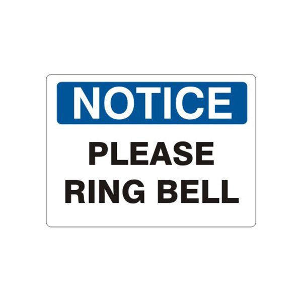Notice: Please Ring Bell sign, Plastic (.040), 7X10