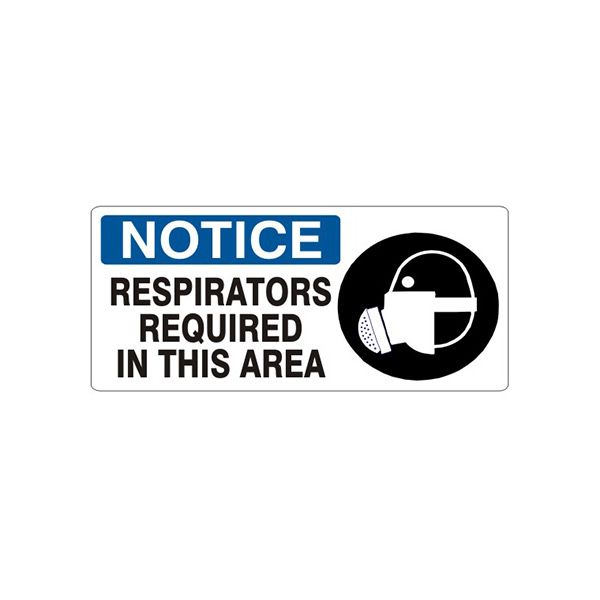 Notice: Respirators Required In This Area  Respirator Picto sign, Plastic (.040), 7X17