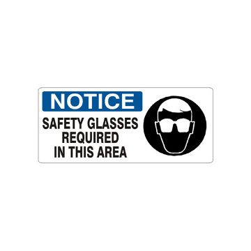Safety Glasses Required In This Area  Eye Protection Picto - Notice Sign sign - NP-710884 Safety Glasses Required In This Area  Eye Protection Picto - Notice Sign sign, Adhesive Vinyl, 7X17