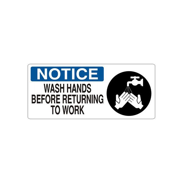 Wash Hands Before Returning To Work Hand Picto - Notice Sign sign, Adhesive Vinyl, 7X17