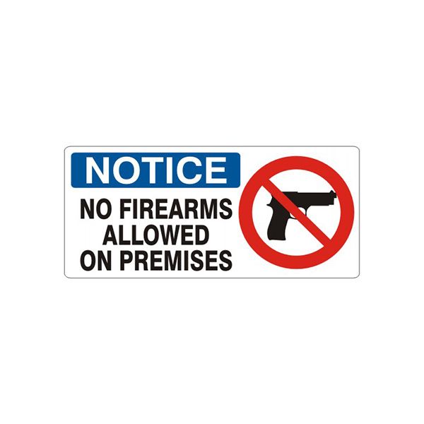 No Firearms Allowed  On Premises With  Picto - Notice Sign sign, Adhesive Vinyl, 5X12