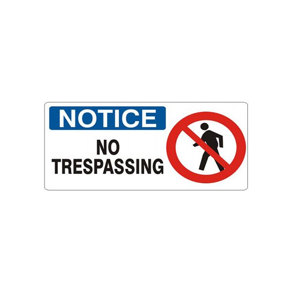 Notice: No Trespassing  With  Person Picto sign, Aluminum (.040), 7X17