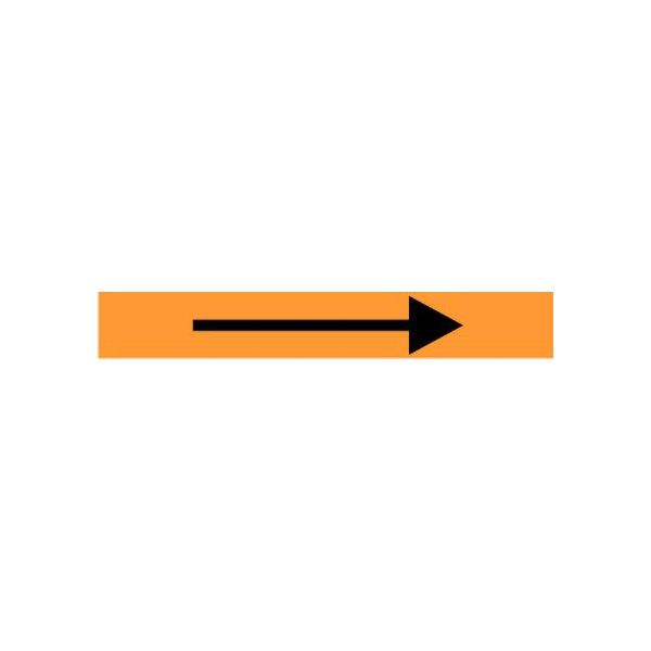 Orange With Black Arrow - Pipe Marker sign, Adhesive Vinyl, 1.125X8