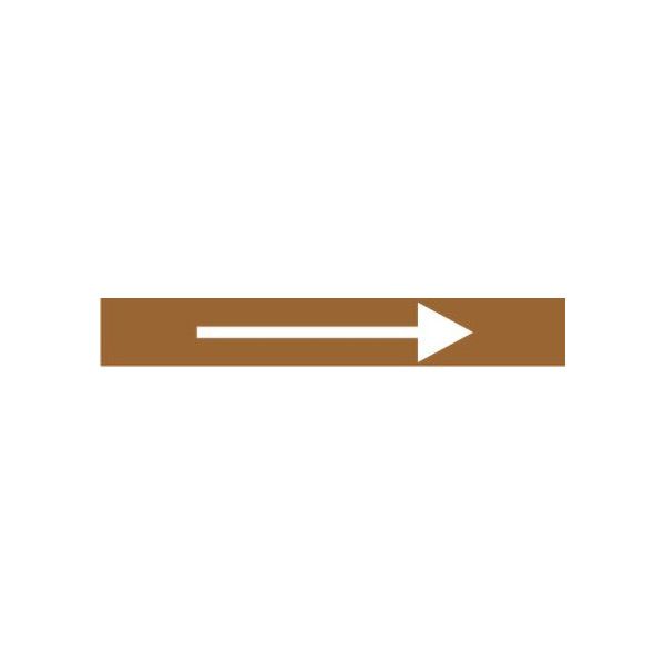 Brown With White Arrow - Pipe Marker sign, Adhesive Vinyl, 1.125X8