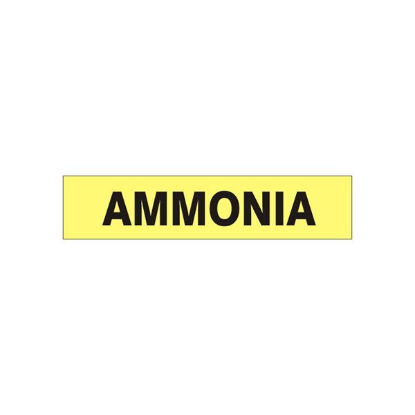 Ammonia - Pipe Marker label, Adhesive Vinyl 25/Pk, 1.125X8