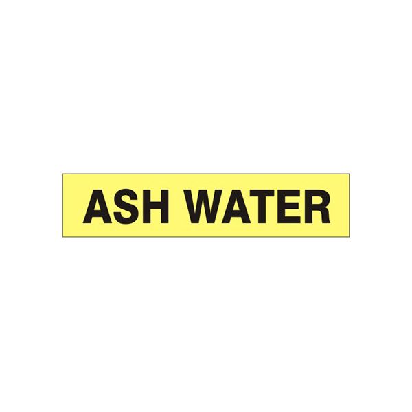 Ash Water - Pipe Marker label, Adhesive Vinyl 25/Pk, 3X24