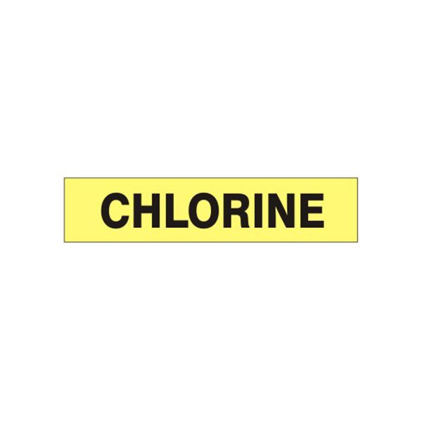 Chlorine - Pipe Marker label, Adhesive Vinyl 25/Pk, 1.125X8