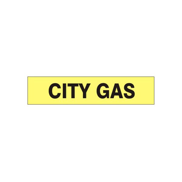 City Gas - Pipe Marker label, Adhesive Vinyl 25/Pk, 1.125X8