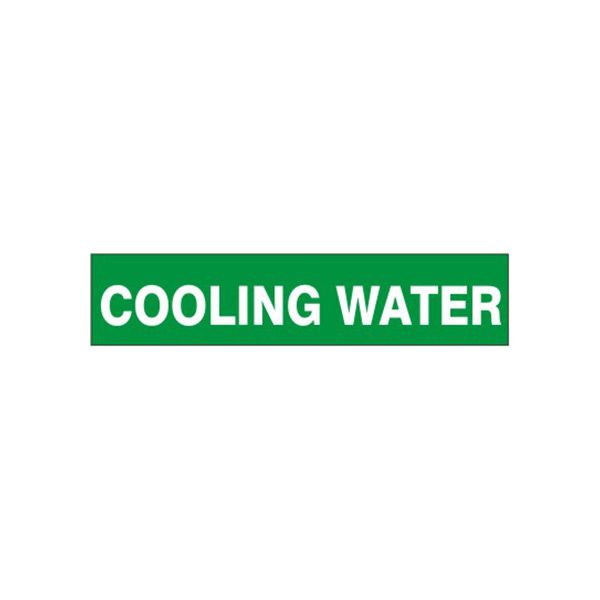Cooling Water - Pipe Marker label, Adhesive Vinyl 25/Pk, 1.125X8