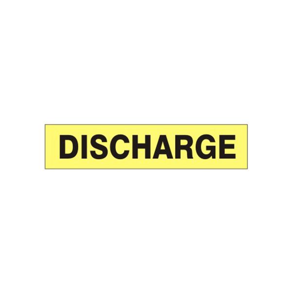 Discharge - Pipe Marker label, Adhesive Vinyl 25/Pk, 1.125X8