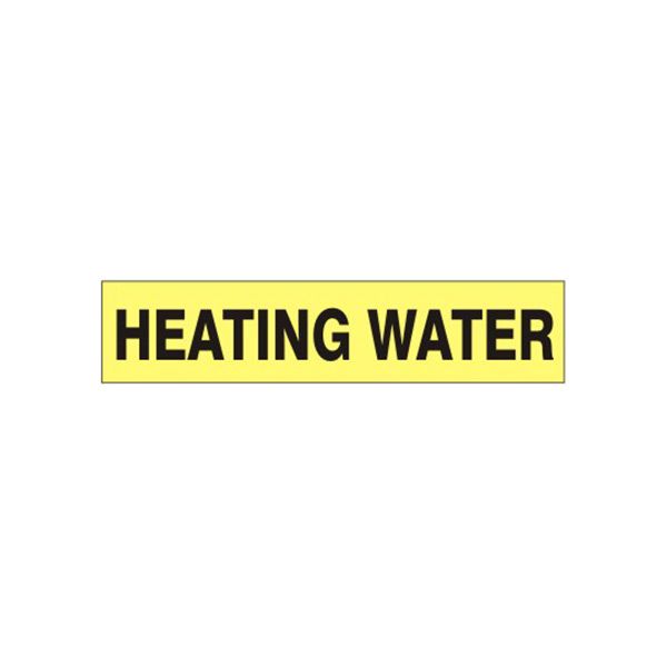 Heating Water - Pipe Marker sign, Adhesive Vinyl, 3X24