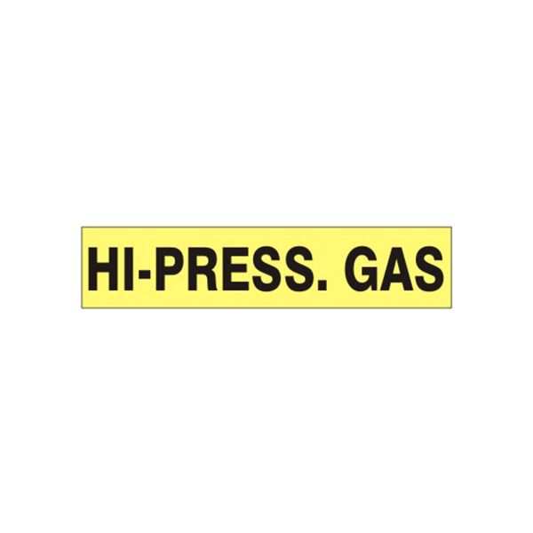 Hi-Press. Gas - Pipe Marker sign, Adhesive Vinyl, 3X24