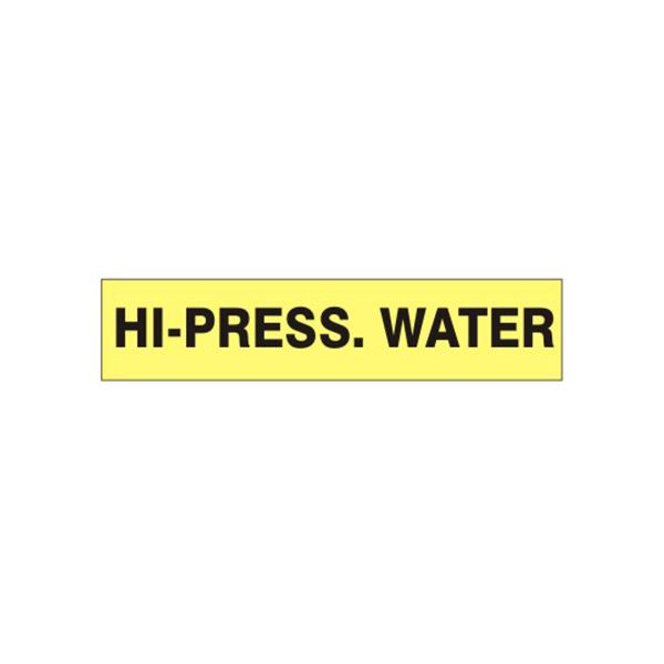 Hi-Press. Water - Pipe Marker label, Adhesive Vinyl 25/Pk, 1.125X8