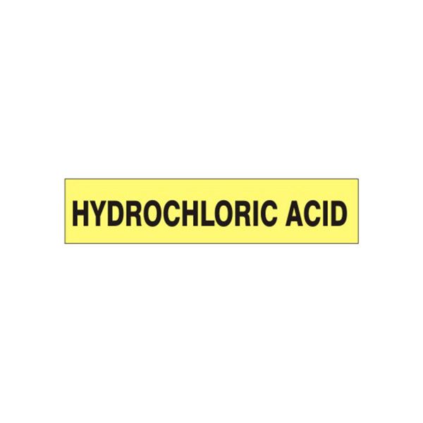 Hydrochloric Acid - Pipe Marker label, Adhesive Vinyl 25/Pk, 1.125X8