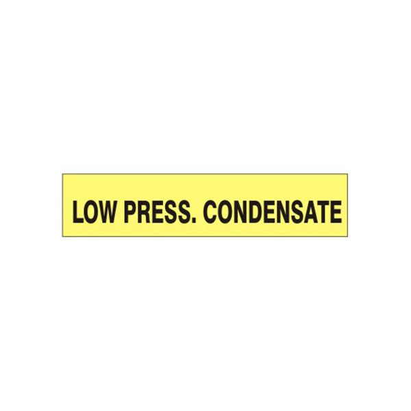 Low Press. Condensate - Pipe Marker sign, Adhesive Vinyl, 1.125X8
