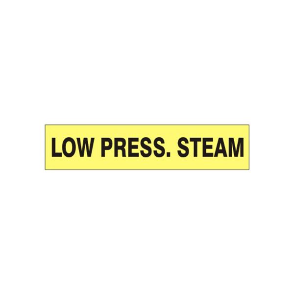Low Press. Steam - Pipe Marker sign, Adhesive Vinyl, 1.125X8